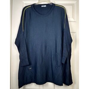 MERSEA Catalina Travel Sweater OS Blue Tunic w/ Yellow Stripes Made in‎ Ecuador